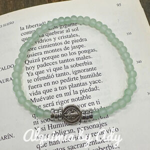 Saint Benedict 4mm dainty Green Aventurine beaded bracelet/fall vibes